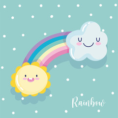 rainbow cloud sun fantasy cartoon decoration dots background