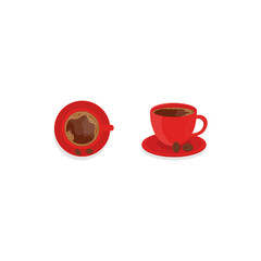 This is a cup of hot coffee on a white background.