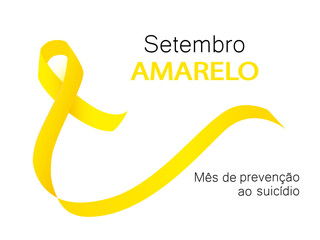 Yellow september suicide prevention month in Portuguese language. Setembro Amarelo vector. Yellow awareness ribbon.