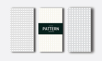 Collection of geometric minimal line pattern template design set free vector