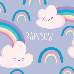 rainbow clouds cartoon decoration season design
