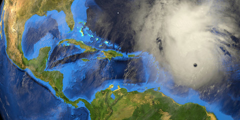 Hurricane shown from Space. Elements of this 3d illustration are furnished by NASA.