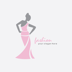 boutique logo fashion illustration female body design vector