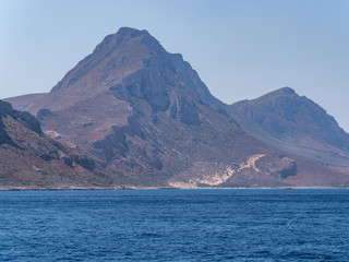 View of beautiful rocks from sea in Crete