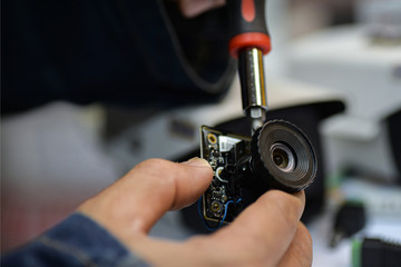 Technician repair cctv camera .