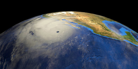 Hurricane shown from Space. Elements of this 3d illustration are furnished by NASA.