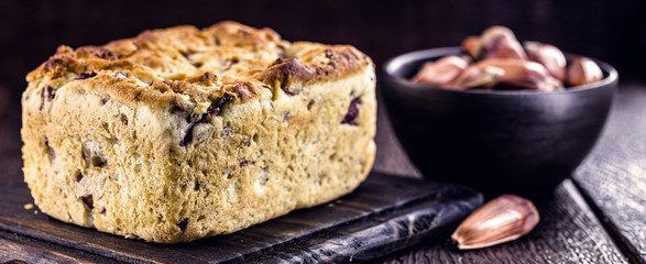 homemade vegan bread, made with pine nuts, without products of animal origin.