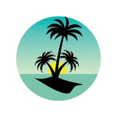Beach Logo Template Shape Vector Emblem Shape Concept Creative Symbol.