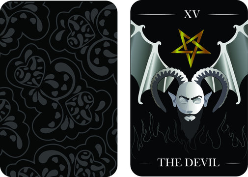 tarot cards old arcana the devil vector shirt card pattern