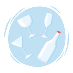 plastic or glass cups bottles mockups, beverages glassware cups and bottle
