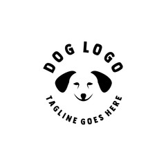Cute Dog Animal silhouette logo design vector