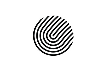 Circle fingerprint icon design for app.  Digital touch scan identification or electronic sensor authentication. 
Finger print flat scan.  Biometric security system concept with fingerprint.