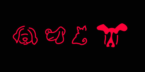 Dog Vector Logo Illustration for Pet logo, veterinary, or dog lover logo. cat logo vector ,pet tail  ,cat dog ,dog cat silhouette,hunting hound ,pet service logos . vector art for company 6
