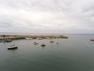 Candas, coastal village in Asturias,Spain. Aerial Drone Photo