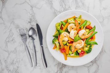 Stir fried mixed vegetables with shrimp