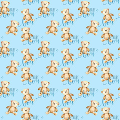 Watercolor seamless pattern with toys