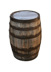 Old vintage wine barrel or whiskey cask isolated