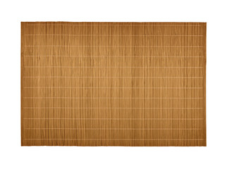 Brown bamboo wood mat on white