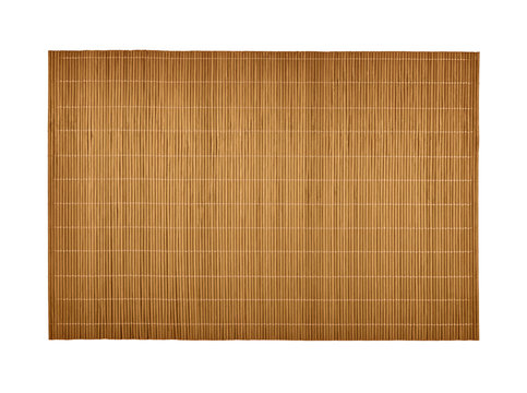 Brown bamboo wood mat on white