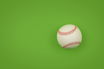 Close up one baseball ball over green