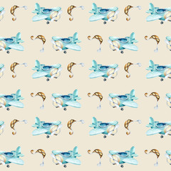 Watercolor seamless pattern with toys