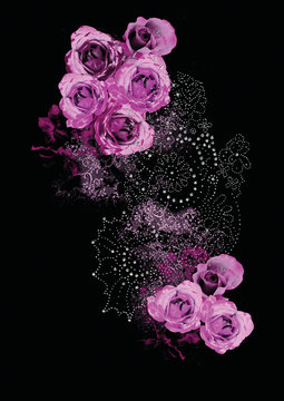 A Pink Rose Floral Design With Silver Studs
