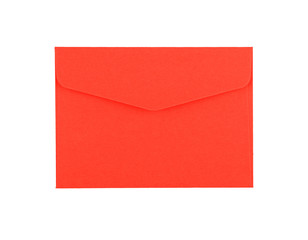 Vivid red paper envelope isolated on white