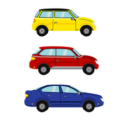 Flat cars set. Car vector template on white background. 