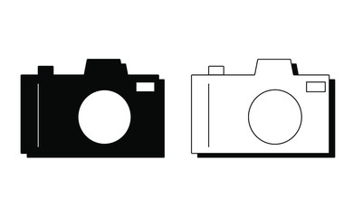 Camera linear icon vector, black and white version
