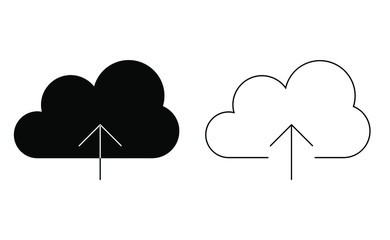 Cloud technology linear icon vector, black and white version