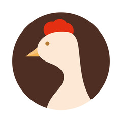 cartoon hen bird farm cartoon block and flat icon
