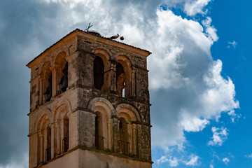 Fototapeta na wymiar Storks in the tower