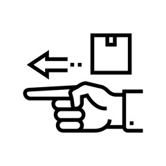 gesture show delivery direction line icon vector. gesture show delivery direction sign. isolated contour symbol black illustration