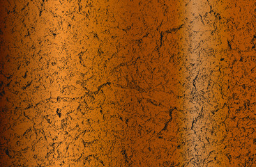 Distressed overlay texture of golden cracked concrete, stone or asphalt. Grunge background. Abstract halftone vector.