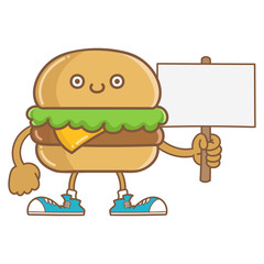 kawaii smiling cheese hamburger icon cartoon