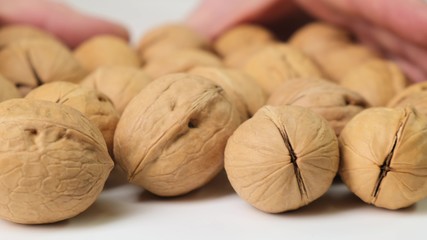 Walnut close up. Product rich in minerals and vitamins.