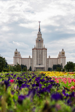 Tower of the main building of Moscow State University on Vorobyovy Gory in Moscow