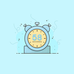 58 seconds alarm clock, timer, stopwatch vector time symbol. 58 seconds vector icon flat illustration.