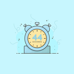 44 seconds alarm clock, timer, stopwatch vector time symbol. 44 seconds vector icon flat illustration.
