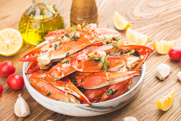 A lot of Boiled crab claws