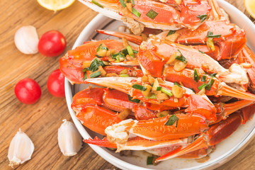 A lot of Boiled crab claws