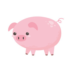 pig animal farm cartoon isolated white background design
