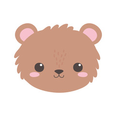 cute bear little face animal cartoon isolated white background design