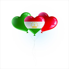 Fototapeta na wymiar Heart shaped balloons with colors and flag of TAJIKISTAN vector illustration design. Isolated object.
