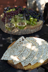 Azerbaijani traditional cuisine - Kutabs or Gozleme with herbs or meat