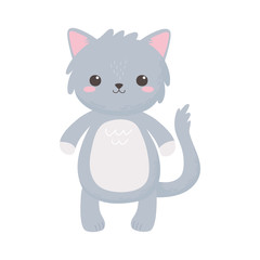 cute gray cat animal standing cartoon isolated white background design