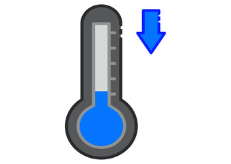 Cold weather thermometer icon vector illustration on white background. Flat web design element for website, app or infographics materials.