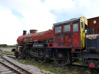 Plakat Old railway rolling stock and track
