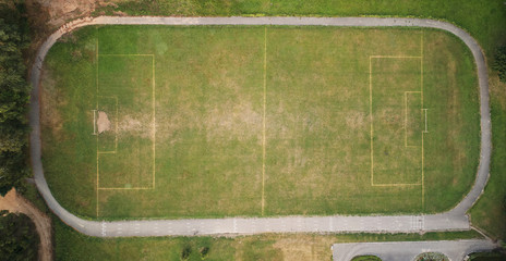 Green rural football field
