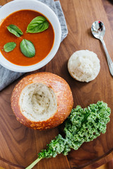 Tomato Basil Soup with Macaroni and Cheese